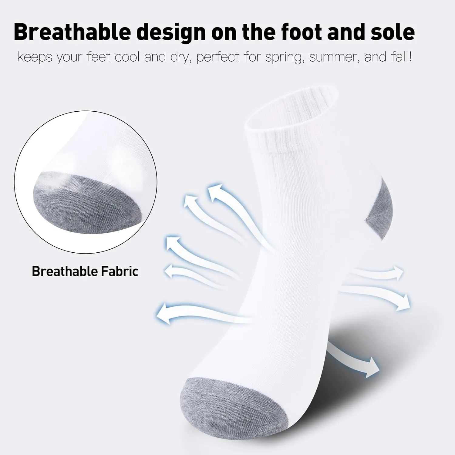 30 Pairs Ankle Socks For Men/Women - Breathable Mens Socks Size 10-13 Mini Crew Quarter Sock Value Pack in Bulk
