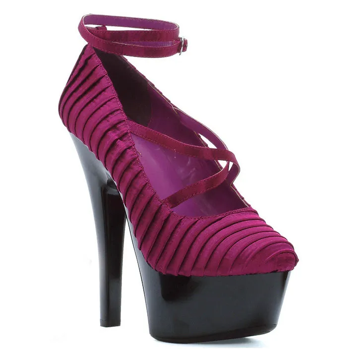 6 Heel  With Pleated Satin And Ankle Strap