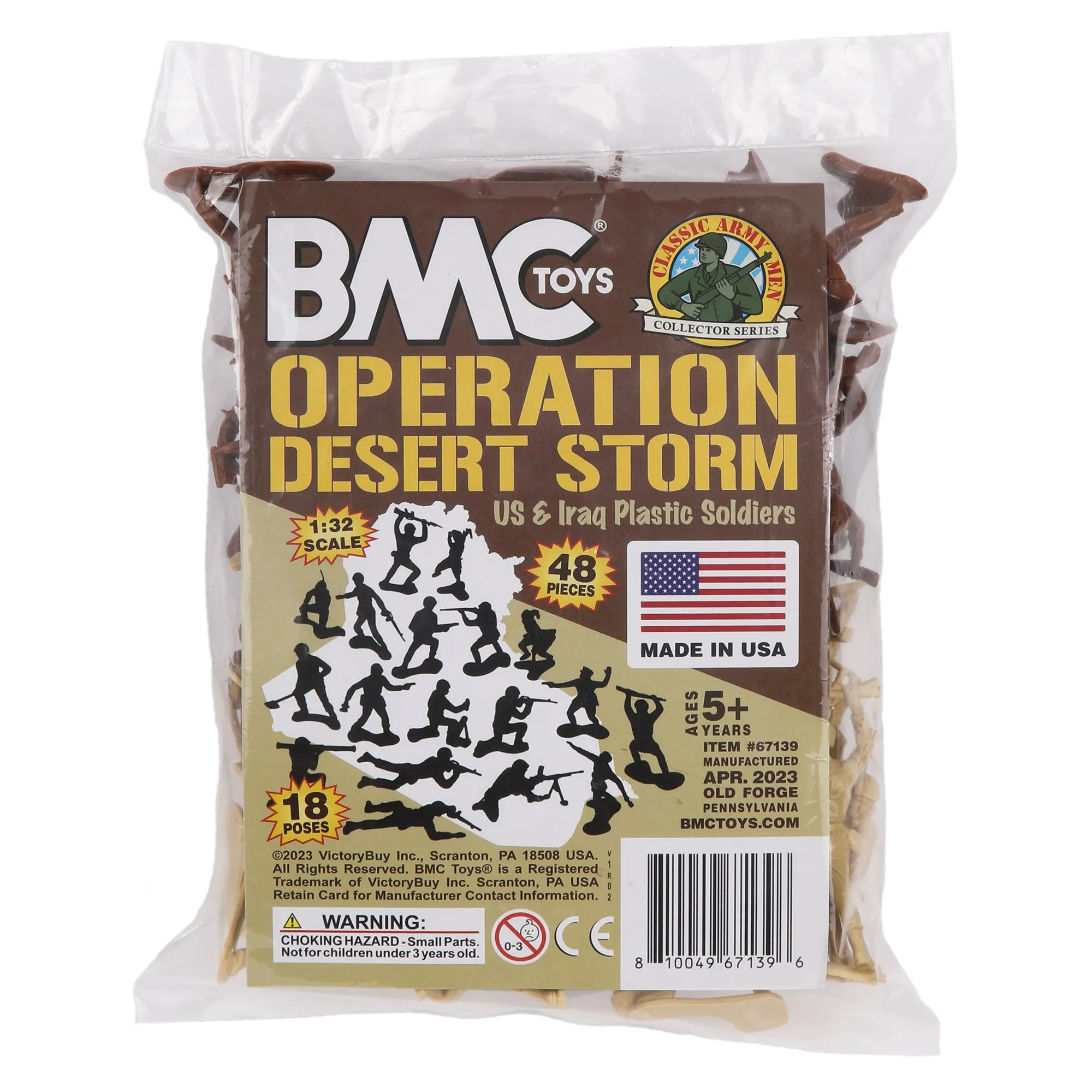 BMC Classic Desert Storm Plastic Army Men - 48pc Gulf War Soldier Figures USA