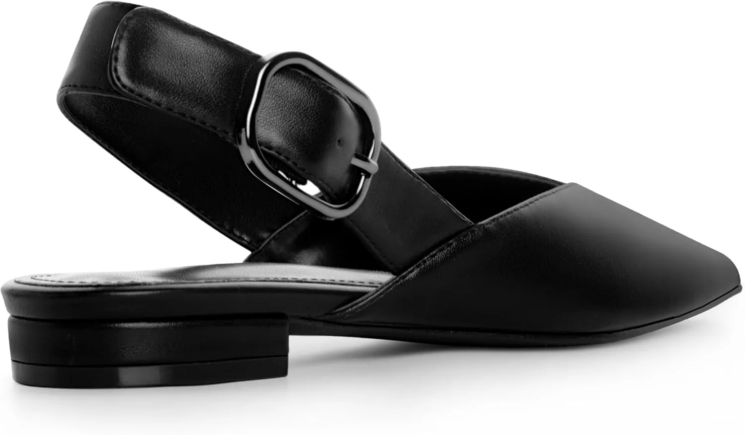 Gold Slingback Flat Shoes for Women Casual Comfortable Shoes Pointed Toe Adjustable Buckle Flat Mule Sandals