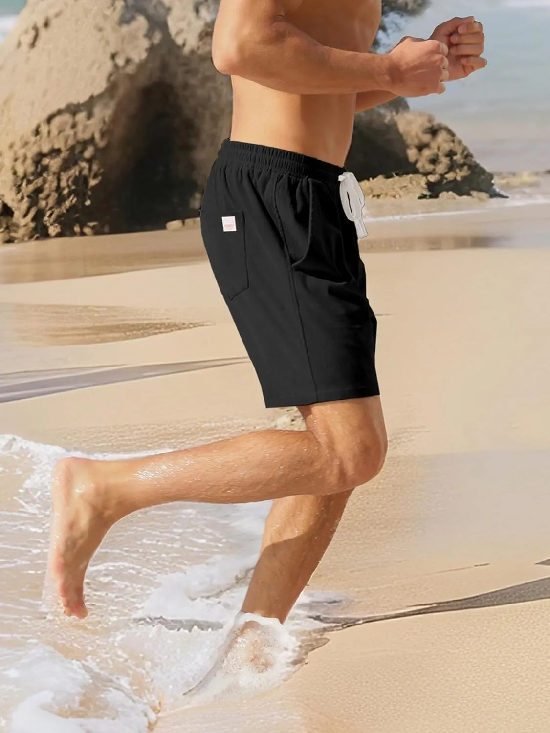 Men's Corduroy Shorts 5 Inch Inseam Drawstring Elastic Waist Lightweight Casual Summer Beach Shorts with Pocket