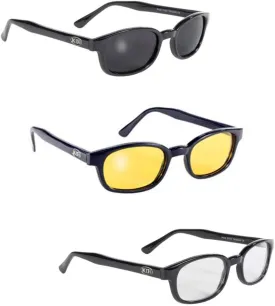 Original KD's Biker Sunglasses 3-pack Smoke, Yellow and Clear Lenses