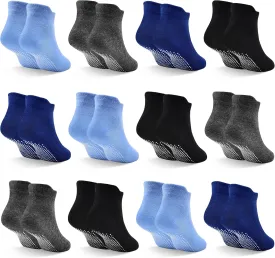 SkiBeaut 12 Pairs Toddler Non Slip Kid Boy Girl Socks with Grips, Toddlers Child Anti Skid Sticky Gripper Socks 1-7 Years Old