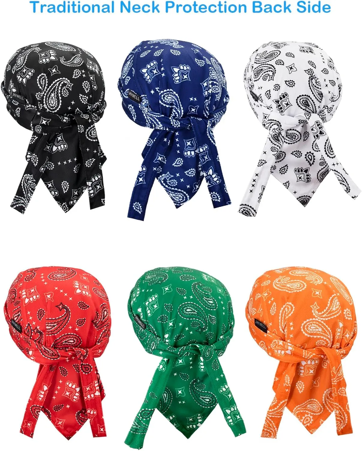 Sweat Wicking Doo Rag Cooling Dew Rag Helmet Liner Large Motorcycle Do Rags Head Wrap Bandana Skull Caps for Men and Women
