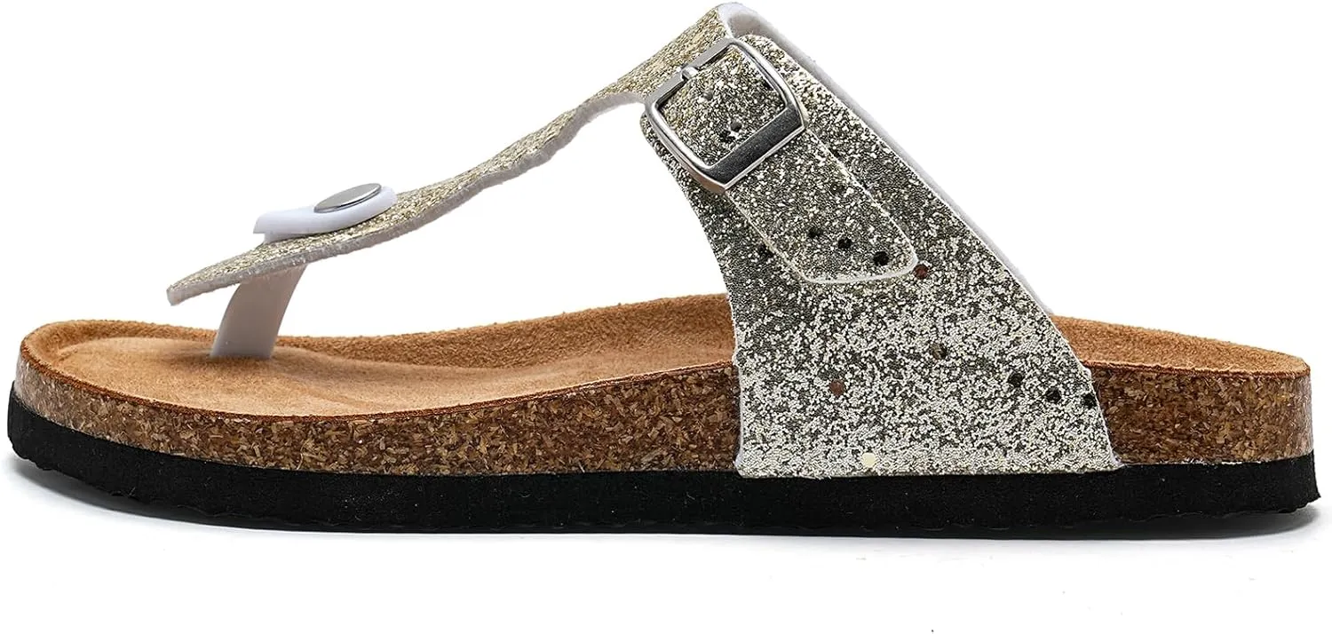 Torotto Boys Girls Flip Flops Comfortable Cork Footbed Thong Sandals with Adjustable Straps(Toddler/Little Kid/Big Kid)