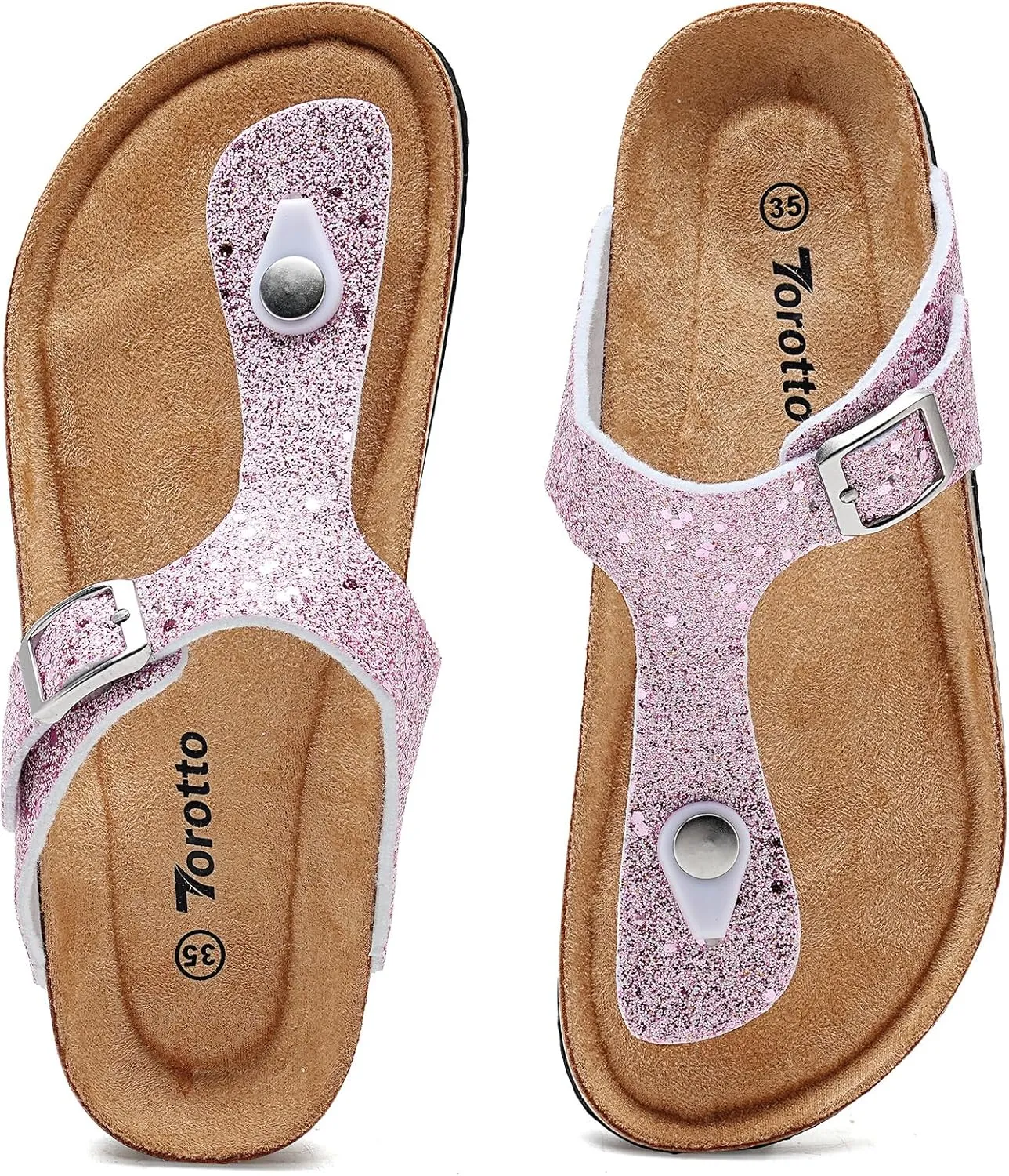 Torotto Boys Girls Flip Flops Comfortable Cork Footbed Thong Sandals with Adjustable Straps(Toddler/Little Kid/Big Kid)
