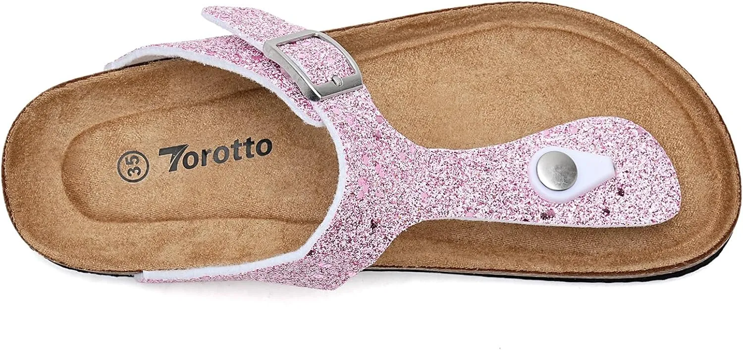 Torotto Boys Girls Flip Flops Comfortable Cork Footbed Thong Sandals with Adjustable Straps(Toddler/Little Kid/Big Kid)