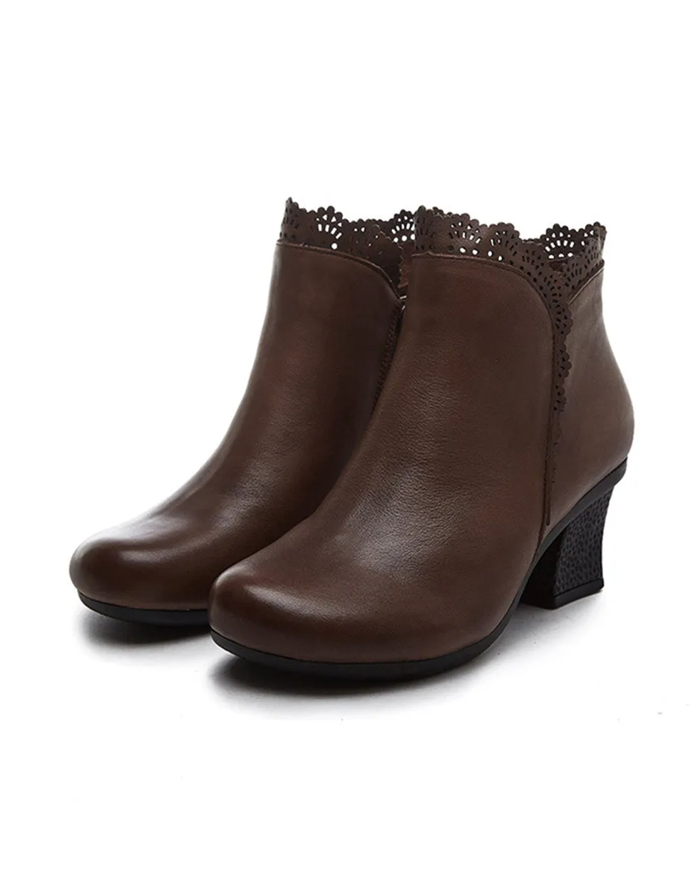 Winter Handmade Retro Leather Chunky Boots | Gift Shoes