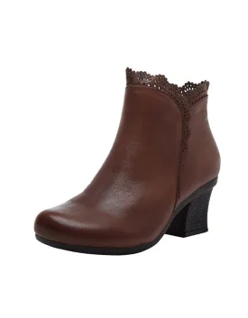 Winter Handmade Retro Leather Chunky Boots | Gift Shoes